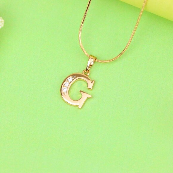 "Rose Gold Letter G Pendant with Crystals – 18K Gold Plated Charm, XPPT1356 - Picture 4 of 13